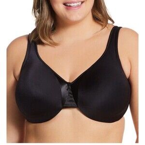 Warner's Bra Size 40DD Black Signature Support Satin Underwire Unlined